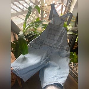 Vintage 90s Watch LA denim short overalls